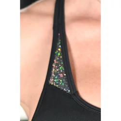 Kép 2/6 - Fekete hologram betétes dupla keresztpántos sport top