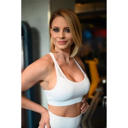 Kép 4/5 - Fehér hologram betétes dupla keresztpántos sport top