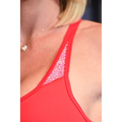 Kép 2/3 - Piros hologram betétes dupla keresztpántos sport top
