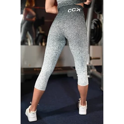 Kép 4/5 - Melange fekete-fehér női fitnesz capri nadrág