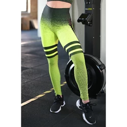 Kép 2/4 - Melange neon sárga-fekete tüll betétes női fitnesz boka nadrág