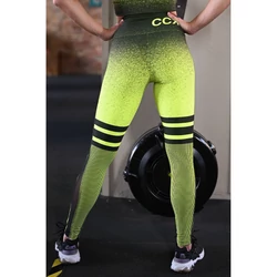 Kép 4/4 - Melange neon sárga-fekete tüll betétes női fitnesz boka nadrág