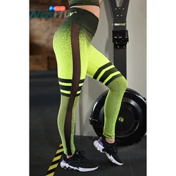 Kép 1/4 - Melange neon sárga-fekete tüll betétes női fitnesz boka nadrág