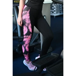 Kép 1/4 - PINK PÁLMALEVÉL MINTÁS WAVE LEGGINGS