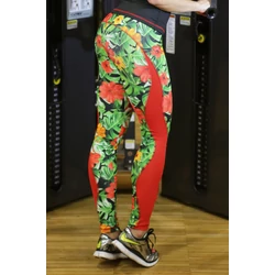Kép 5/5 - Flame női fitness tüll leggings, dzsungel-piros, 36-os méret
