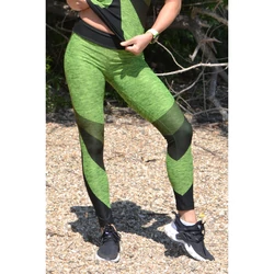 Kép 2/4 - Melange neonzöld ívelt mintás női fitnesz 7/8-os leggings