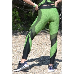 Kép 4/4 - Melange neonzöld ívelt mintás női fitnesz 7/8-os leggings