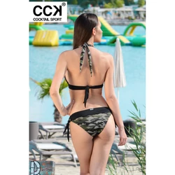 Kép 2/2 - Khaki terepmintás, széles pántos push up háromszög bikini