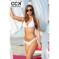 Kép 1/3 - Fehér csipkés push up háromszög bikini