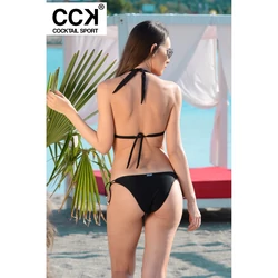 Kép 3/3 - Fekete, extra csillogós push up háromszög bikini
