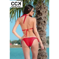 Kép 3/3 - Piros, extra csillogós push up háromszög bikini