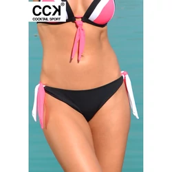 Kép 2/3 - Fekete-fehér-pink, tricolor brazil tanga fazonú bikini alsó.