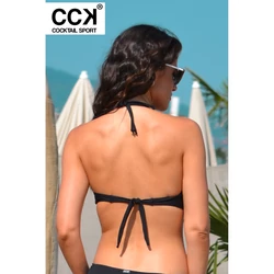 Kép 3/3 - Fekete, csipkés, push up bandeau bikini felső.