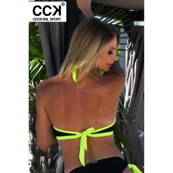 Kép 3/3 - Fekete - neon zöld basic, kivehető szivacsos, oldalpántos, D kosaras háromszög bikini felső