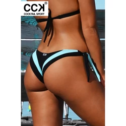 Kép 1/3 - Fekete - vízkék, tricolor brazil tanga fazonú bikini alsó.