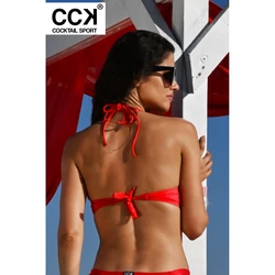 Kép 3/3 - Extra fényes, csiszolt piros, push up bandeau bikini felső