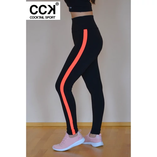 Fekete - neon korall (rio) basic betétes leggings