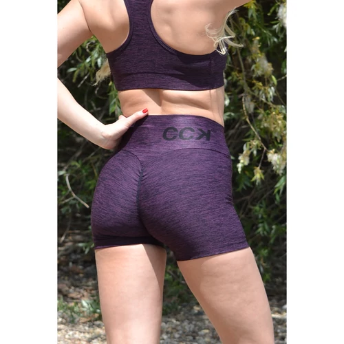 Melange padlizsán női fitnesz short nadrág