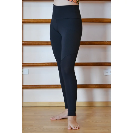 Fekete, "mesh" betétes női fitness sport leggings