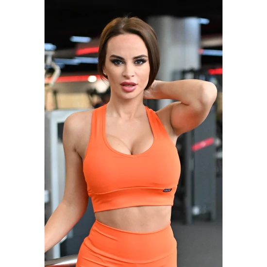 Fitnesz crop trikó, narancssárga