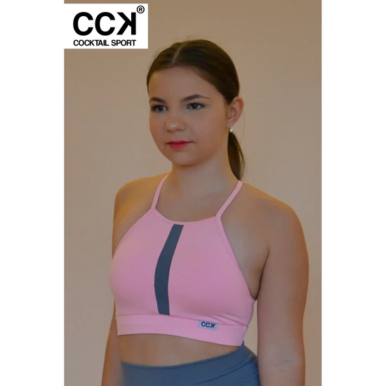Babarózsaszín - galambszürke basic betétes sport top