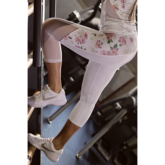 Rózsás tüll betétes hullám női fitness capri nadrág - CCK - COCKTAIL SPORT