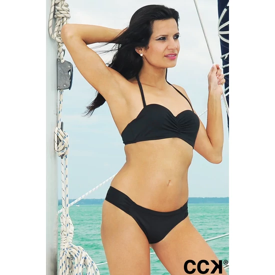 Fekete basic push up bandeau bikini