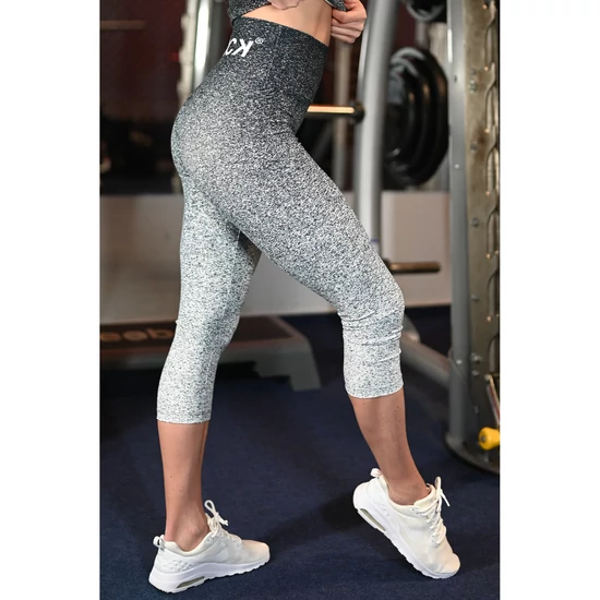 Melange fekete-fehér női fitnesz capri nadrág