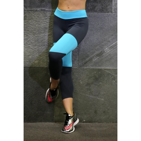 Szürke-menta basic női fitness capri nadrág - CCK - COCKTAIL SPORT