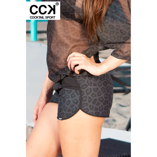 Fekete párduc mintás beach short