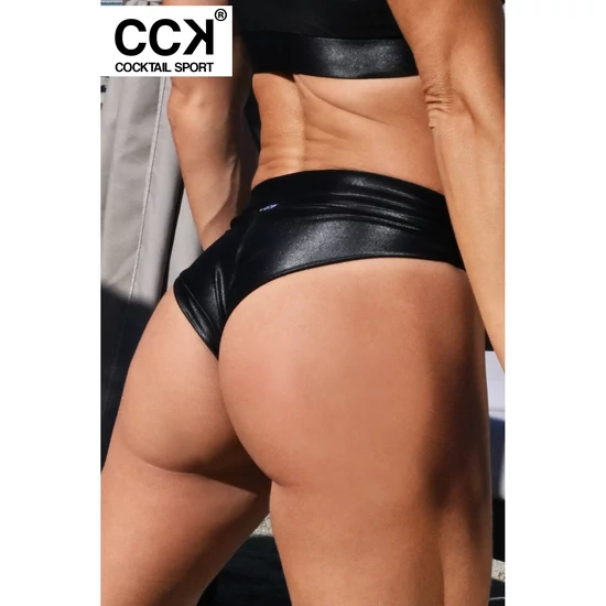 Extra fényes, csiszolt fekete, magasított fazonú brazil tanga