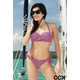 Sötétkék - piros - fehér csíkos push up bandeau bikini