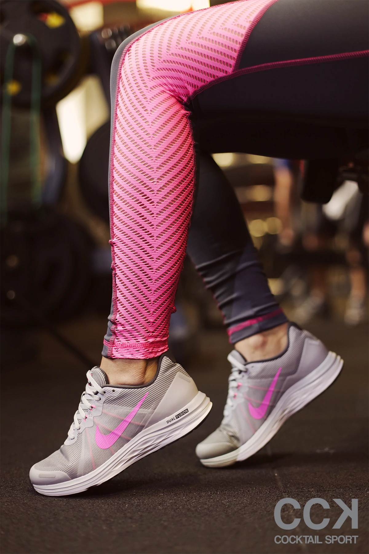 GRAPHITE-PINK LACE LEGGINGS