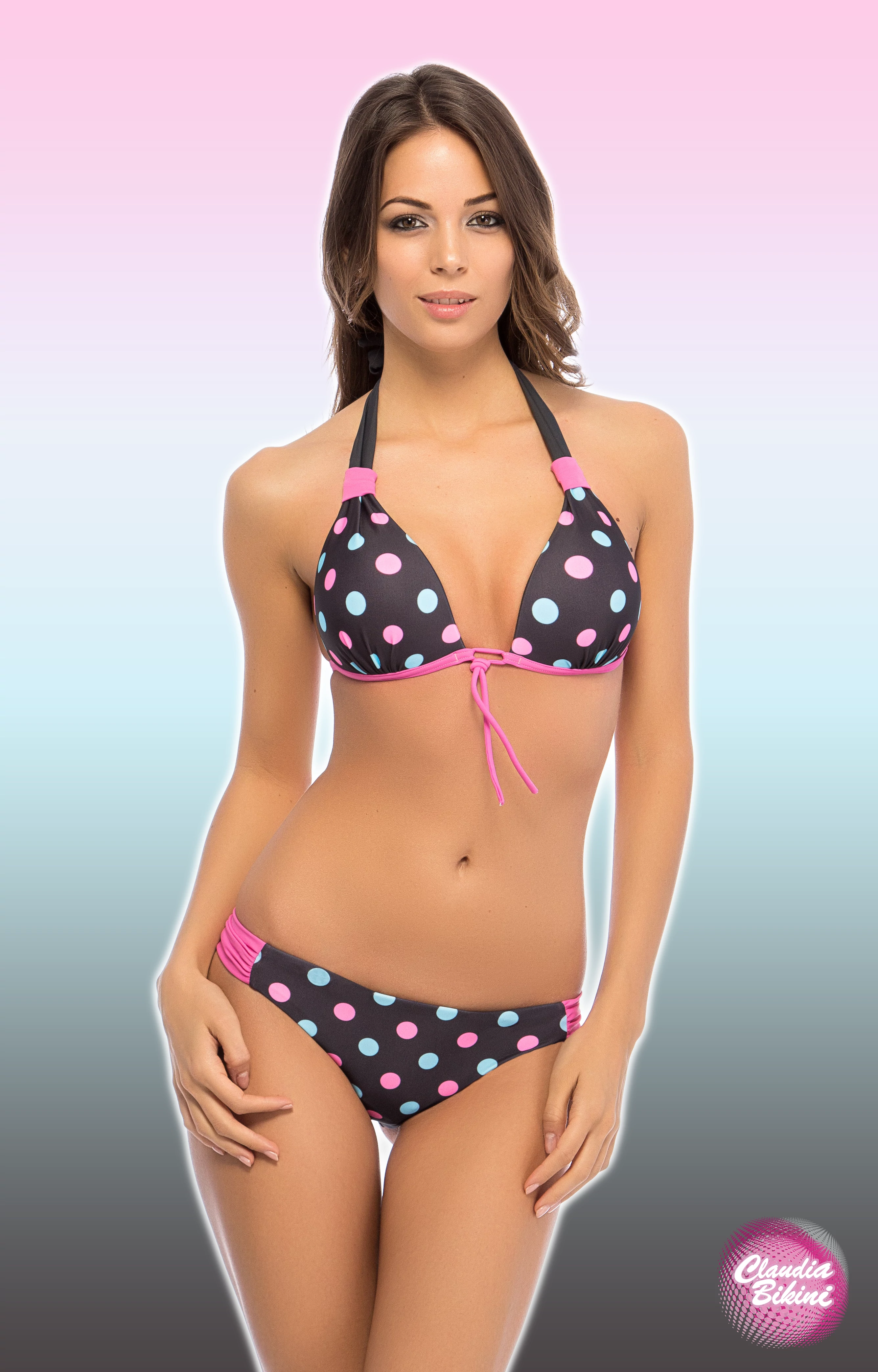 Mintás háromszög bikini, brazil tangával